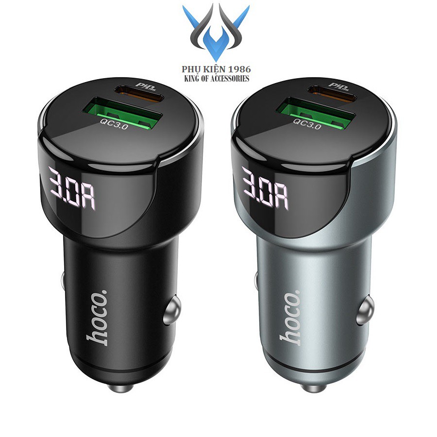Cốc sạc ô tô / xe hơi Hoco Z42 hỗ trợ QC3.0 và PD20W - màn hình hiển thị điện áp (Màu Random) - Phụ Kiện 1986