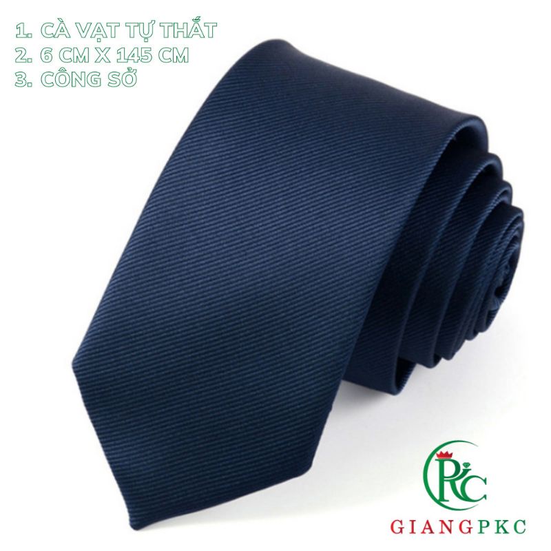 Cà vạt nam nhỏ vải xéo mẫu trơn 6cm