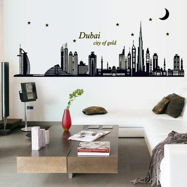 Tranh decal dán tường Thành phố Dubai ( có dạ quang)