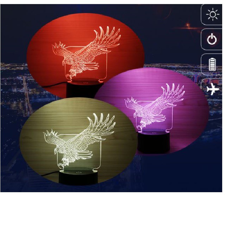 Led 3D Đại Bàng 7 màu tự chuyển