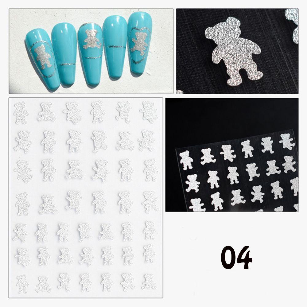 Miếng Dán Trang Trí Móng Tay Hình Gấu Và Ngôi Sao 3D Lấp Lánh Mới
