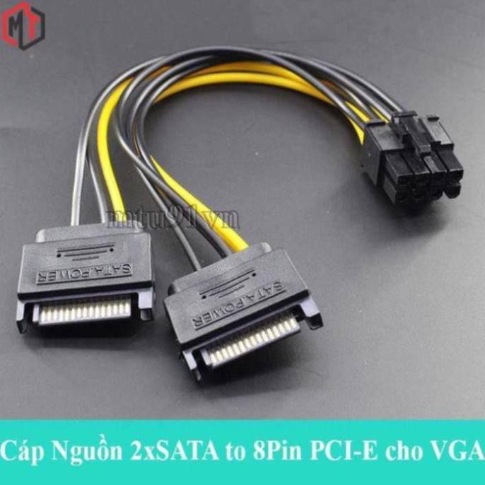 Cáp Nguồn 2x SATA to 8 Pin PCI-E cho VGA ( Gộp 2 cổng nguồn SATA thành 6+2 Pin )