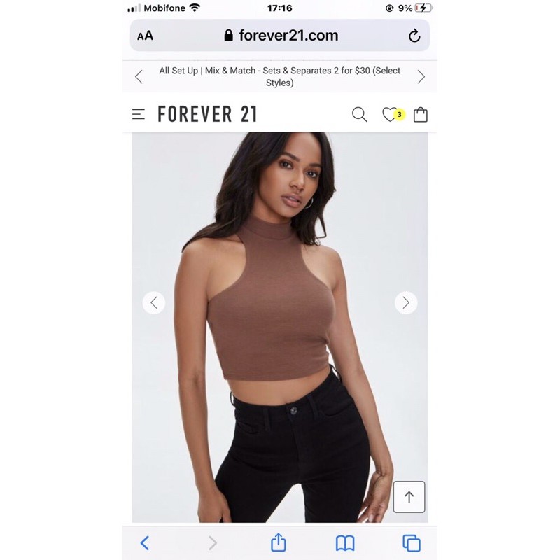 Áo croptop cổ lọ f21