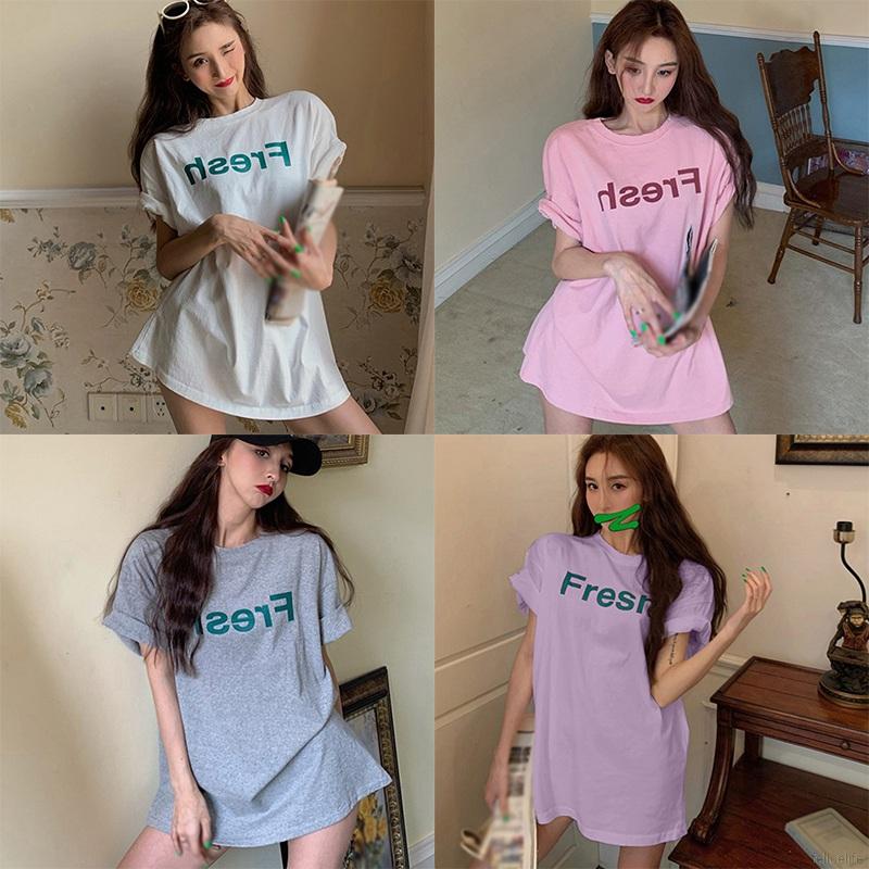 Áo Thun Nữ Tay Ngắn Cổ Tròn In Chữ Thời Trang