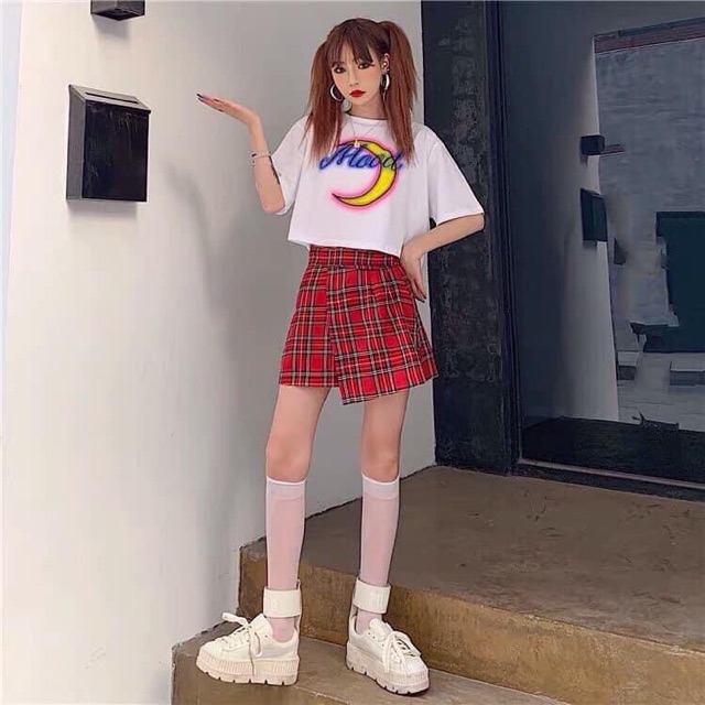 Áo Croptop Mặt Trắng MOOD Kèm Ảnh Thật