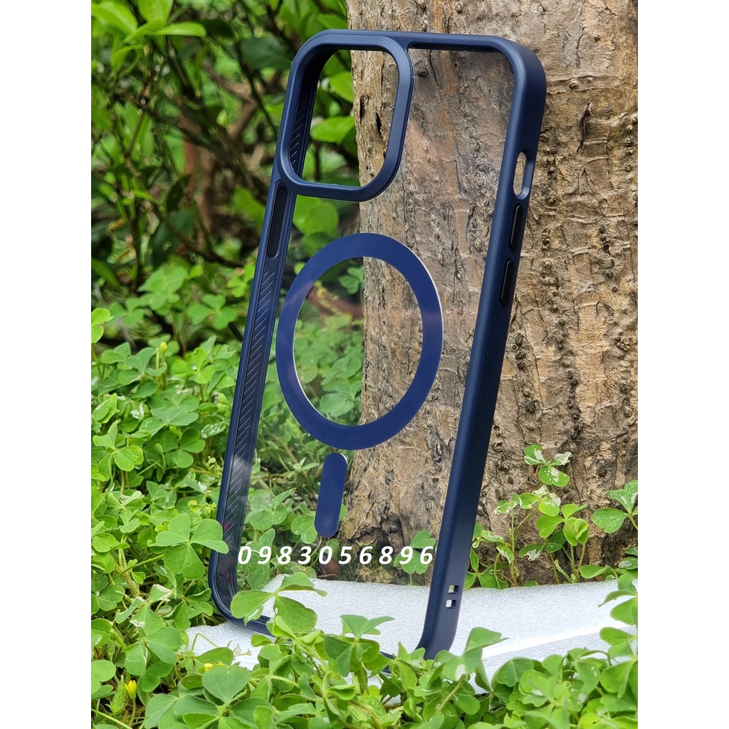 Ốp  X&m lưng trong viền màu hỗ trợ sạc Magsafe dành cho IPhone 13 Promax | 13 | 13 Pro