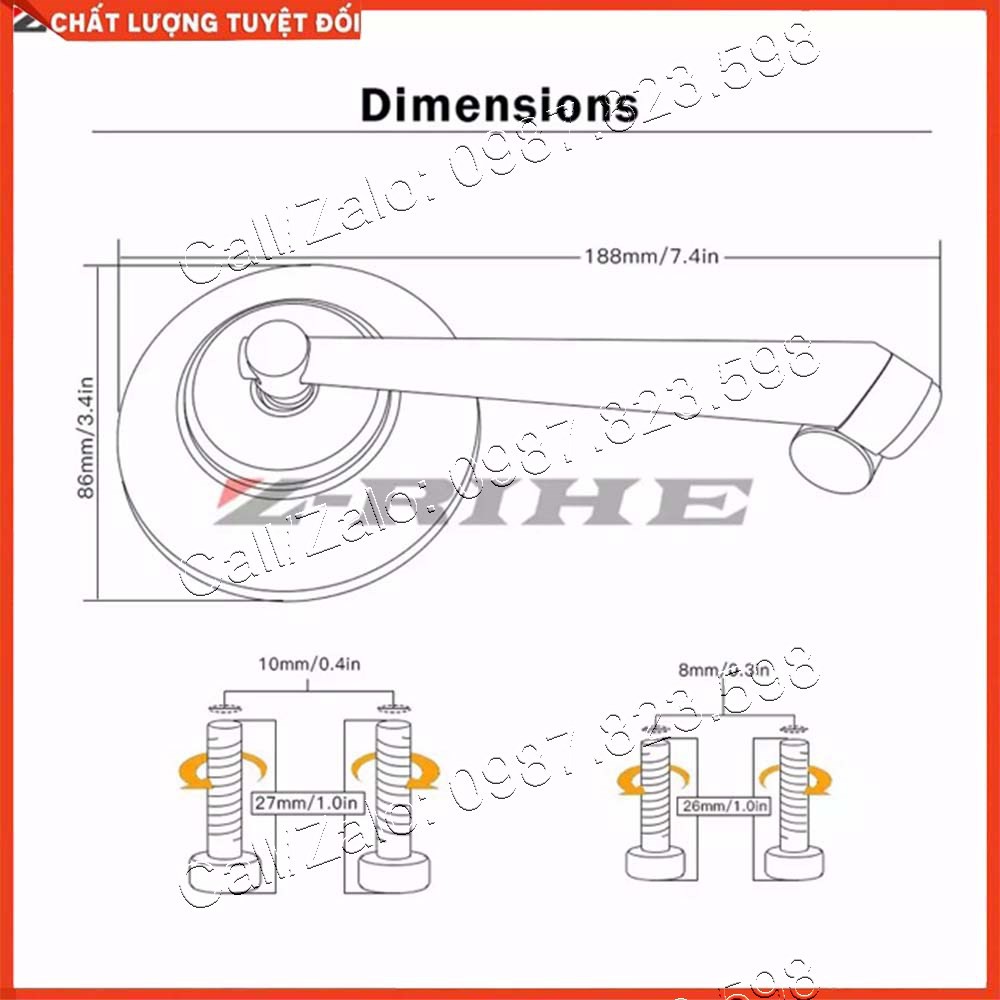 Gương Chiếu Hậu Xe Máy Rizoma Loại Tròn