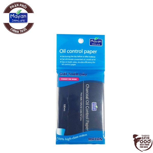 Giấy Thấm Dầu Than Hoạt Tính Mayan Charcoal Oil Control Paper 100 PCS 20