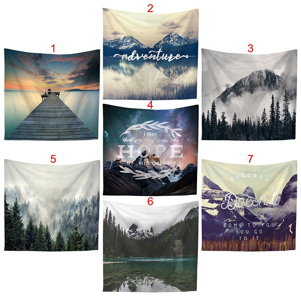 Thảm treo tường trang trí hình phong cảnh biển và núi