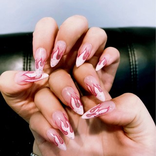 YL Set 24 móng tay giả màu trơn xinh xắn