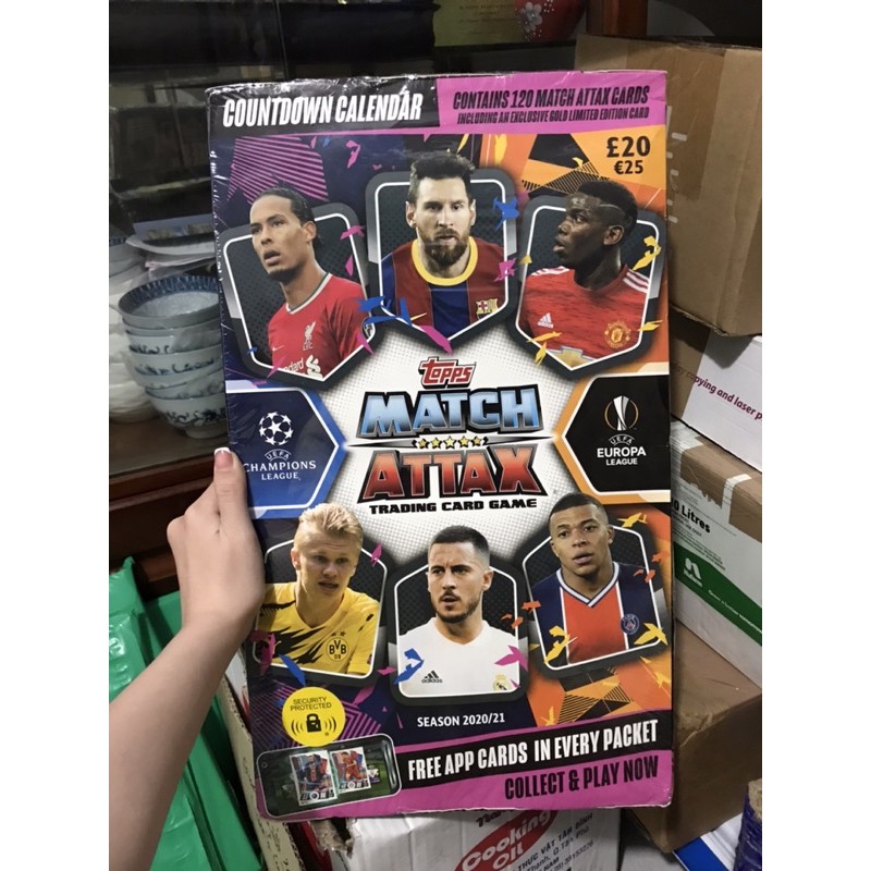 Hộp thẻ Match Attax Coundown Calendar Champions league 2020/21 ( 120 thẻ )