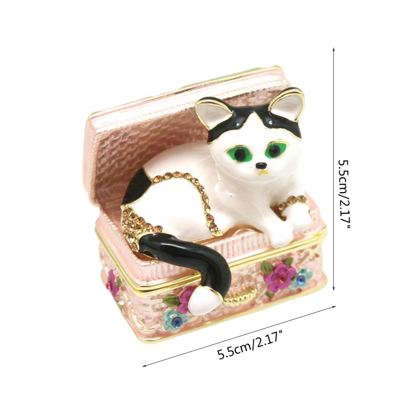 Flgo Hộp Đựng Trang Sức Hình Chú Mèo Tráng Men Mini Thời Trang Dùng Để Trang Trí Nội Thất