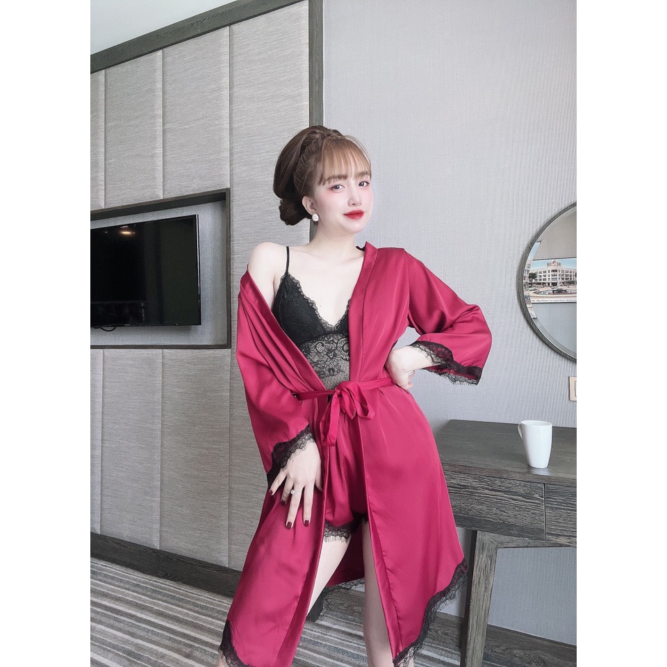 Set choàng sexy quần đùi 3 món có mút ngực - QĐ301