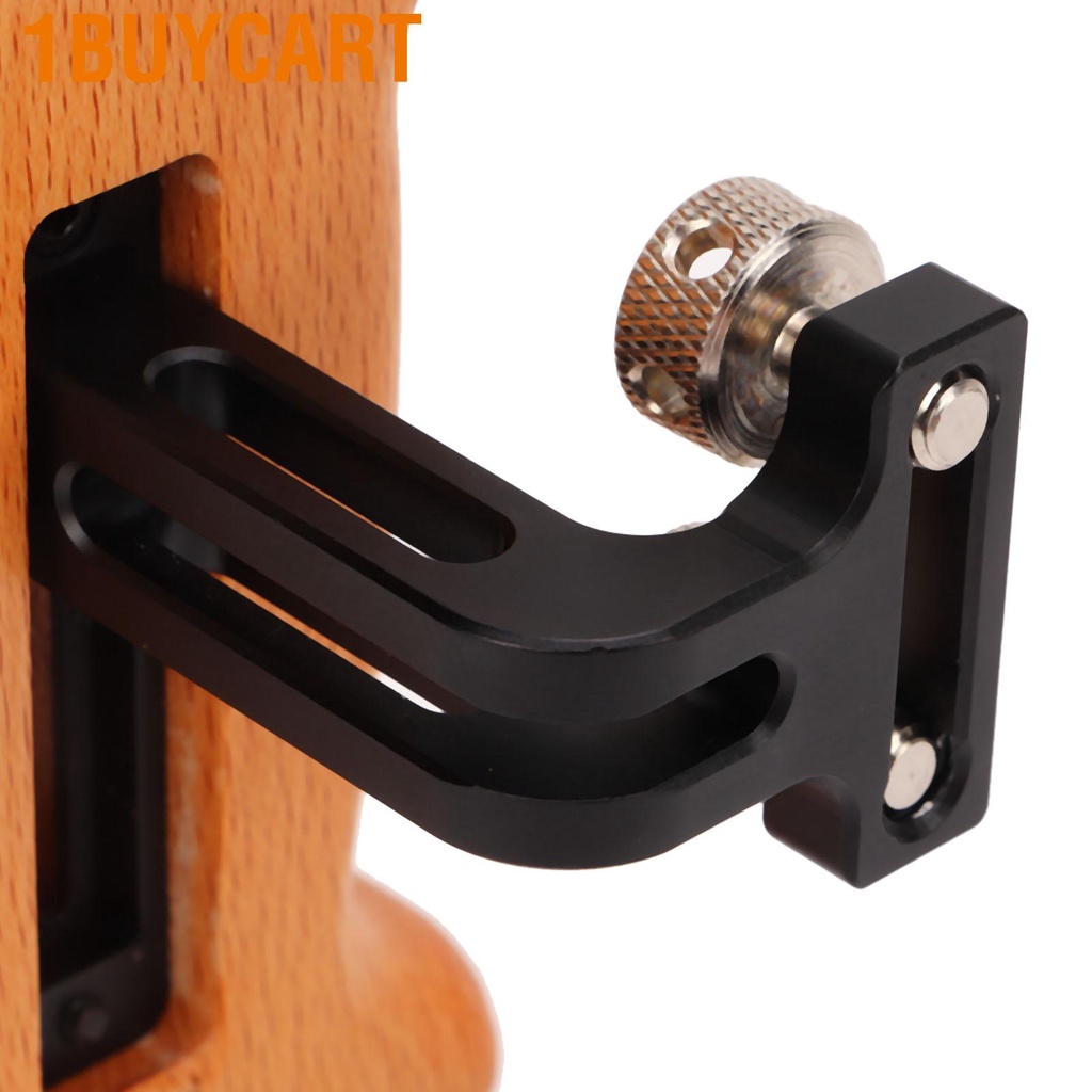 1buycart Wooden Side Handle Grip Adjustable with 1/4in Thread Holes Cold Shoe Mount for Camera DV Video Cage