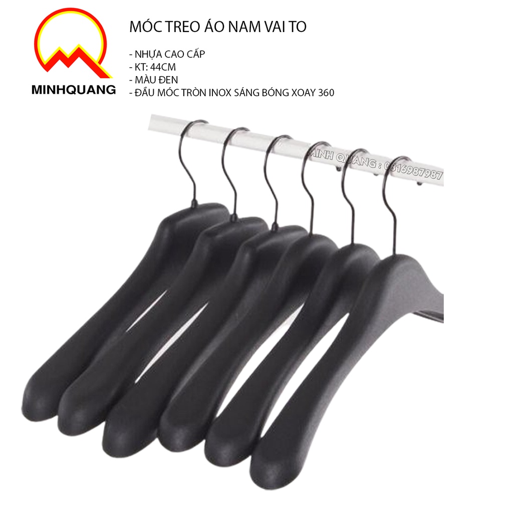 MÓC TREO QUẦN ÁO NAM VAI TO, NHỰA CAO CẤP, ĐẦU MÓC INOX KHÔNG RỈ XOAY 360, CHUYỀN DÙNG CHO CỦA HÀNG VÀ SHOP THỜI TRANG