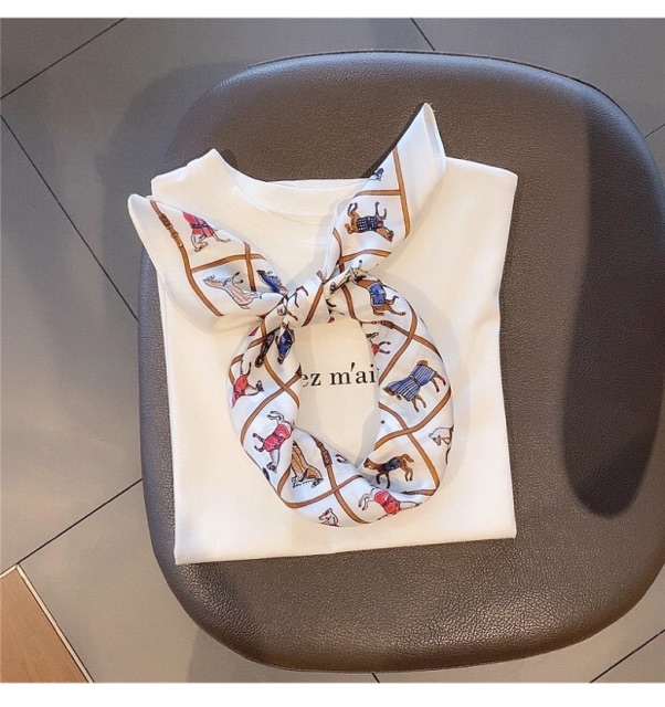 Khăn turban lụa vuông size 70x70cm Hình con ngựa - Maben