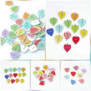 Túi 5 nút gỗ chiếc lá 🍃 trang trí thiệp, sổ, scrapbook