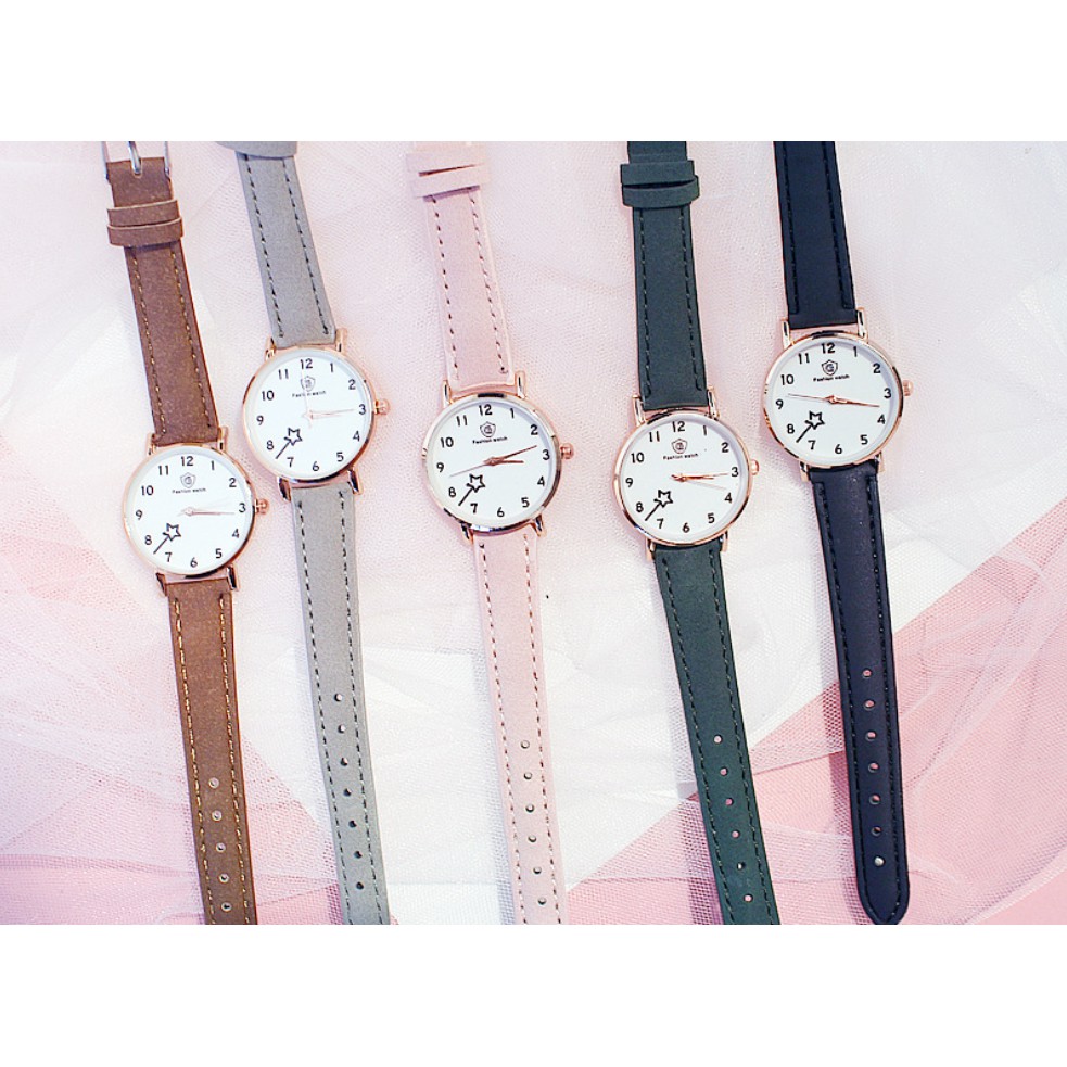 (Ko tặng lắc) Đồng hồ thời trang nữ Fashion Watch W1 dây da lộn hình ngôi sao | WebRaoVat - webraovat.net.vn