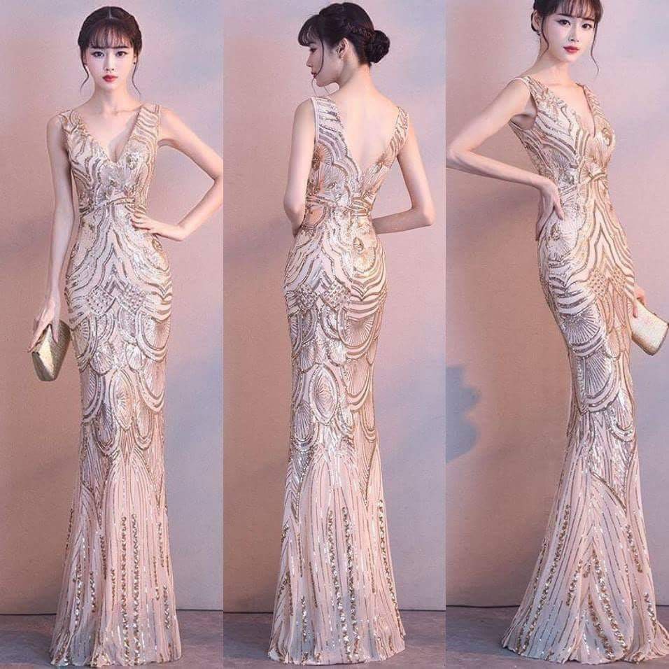 #HN2775 ĐẦM DẠ HỘI ĐUÔI CÁ CÁCH ĐIỆU QUẦN ỐNG RỘNG SANG TRỌNG CÓ SIZE LỚN XXL - HÀNG NHẬP KHẨU