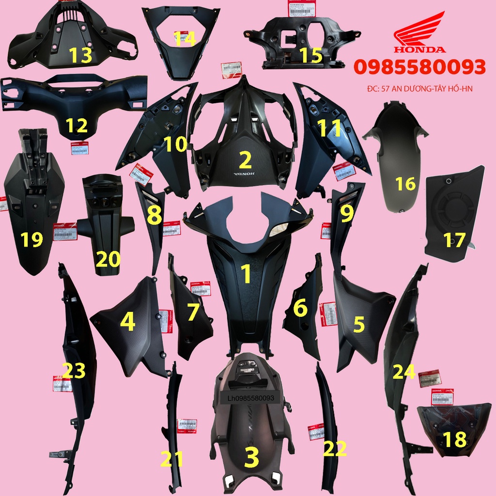 Dàn áo Nhựa nhám Winner X Zin chính hãng Honda