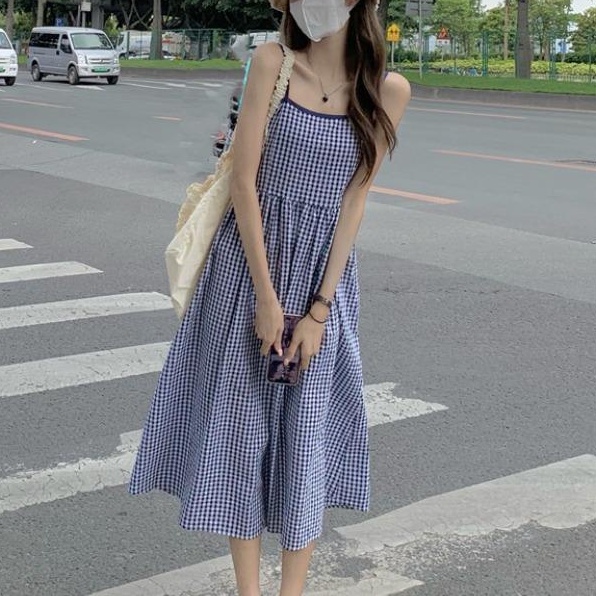 Đầm Dài Họa Tiết Kẻ Ô Phong Cách Pháp Ngọt Ngào Cho Nữ đầm nữ JL-LYQ-14