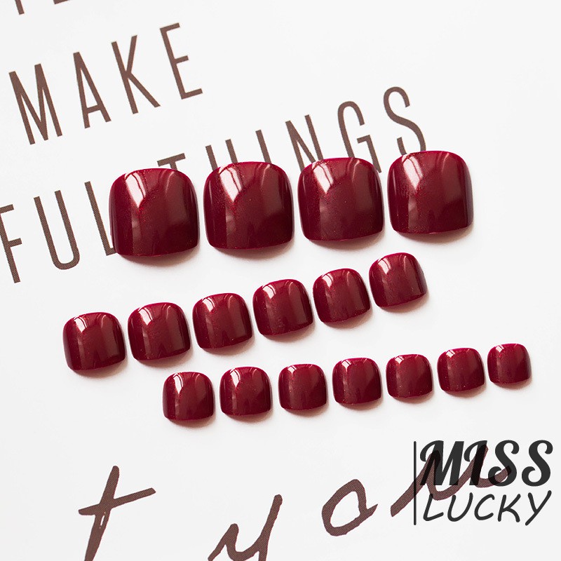 Bộ Móng Chân Giả Tông Màu Đỏ Thanh Lịch Sang Trọng Thời Thượng