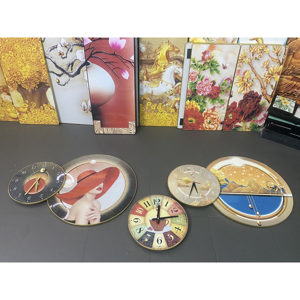 Đồng Hồ Treo Tường Decor , Tranh Đồng Hồ Tráng Gương Sang Trọng Hiện Đại ,treo Tường Kim Trôi Mẫu Đa Dạng