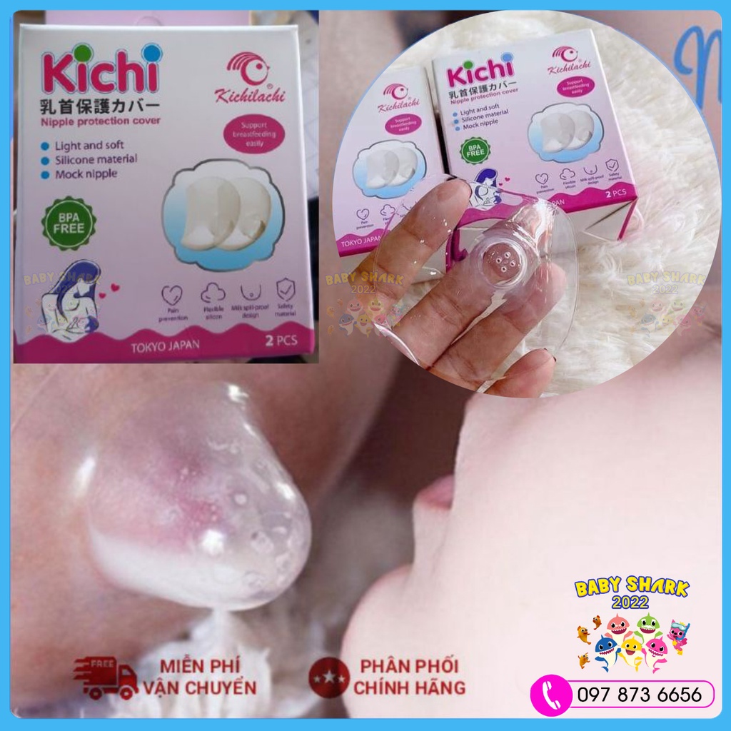 Hộp 2 núm trợ ti Silicon siêu mềm KICHILACHI chính hãng cho bé
