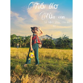 Set áo yếm thổ cẩm kèm quần ống rộng cho bé gái