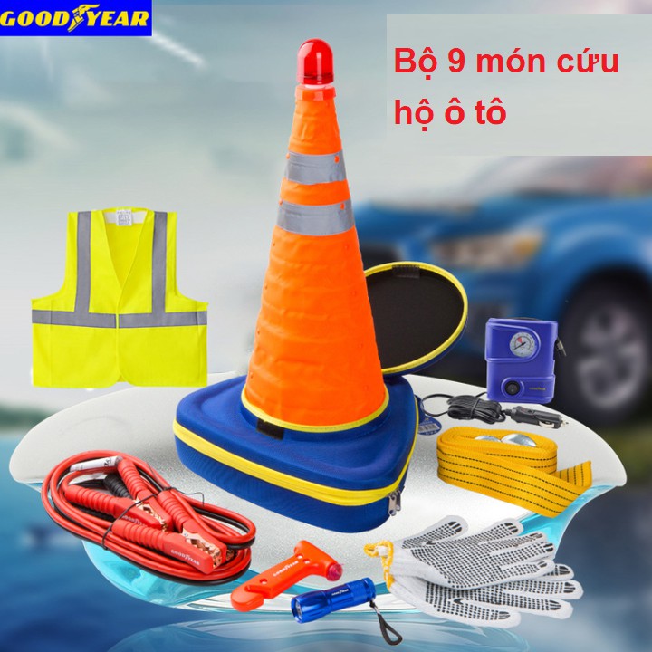 Bộ cứu hộ ô tô khẩn cấp 9 món thương hiệu cao cấp Goodyear: Mã 3049