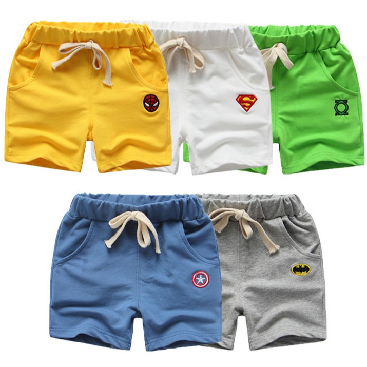 Quần Short Vải Cotton In Hình Marvel 5 Màu Thời Trang Mùa Hè Cho Bé Trai / Gái 1-8 Tuổi