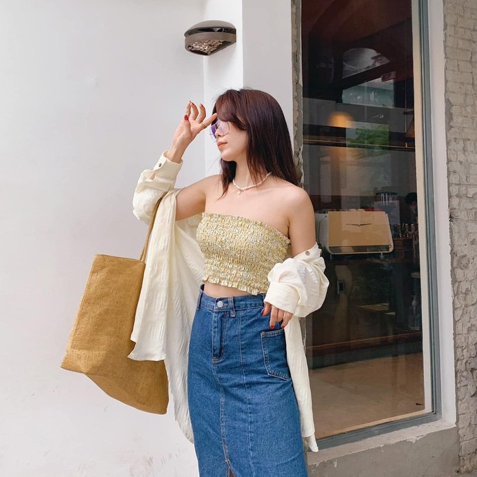 Áo ống hoa vàng Floral Yellow Top Gem Clothing SP060481