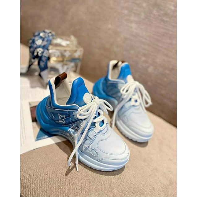 Giày thể thao Sneaker LV bản màu pha loang hồng xanh