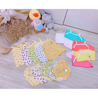 Set 3 Bộ thun chip mát 2 dây nhiều màu HOTGA cho bé gái chất đẹp (3-12kg)