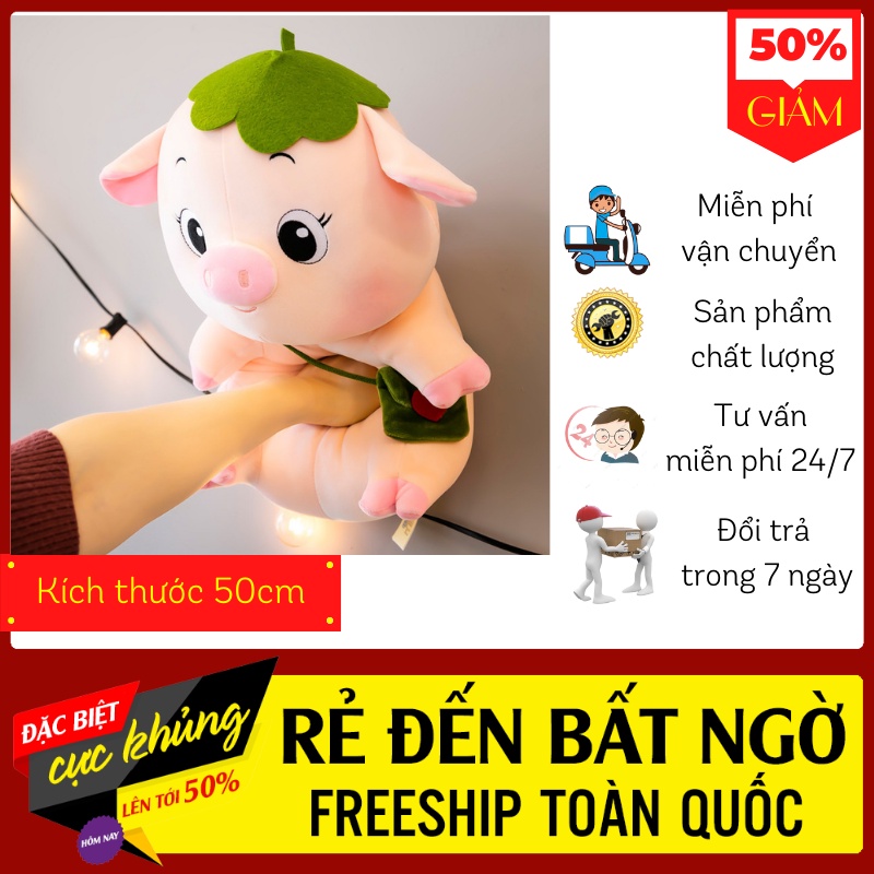 Gấu Bông Heo Hồng Peppa Đẹp Giá Rẻ, heo hồng đáng yêu, UPNOW, Kích thước 50cm