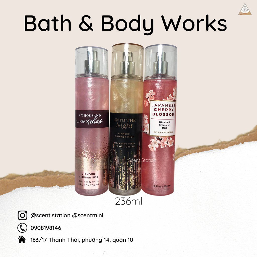 [Dạng nhũ] Xịt thơm cơ thể Body mist Bath &amp; Body Works 236ml