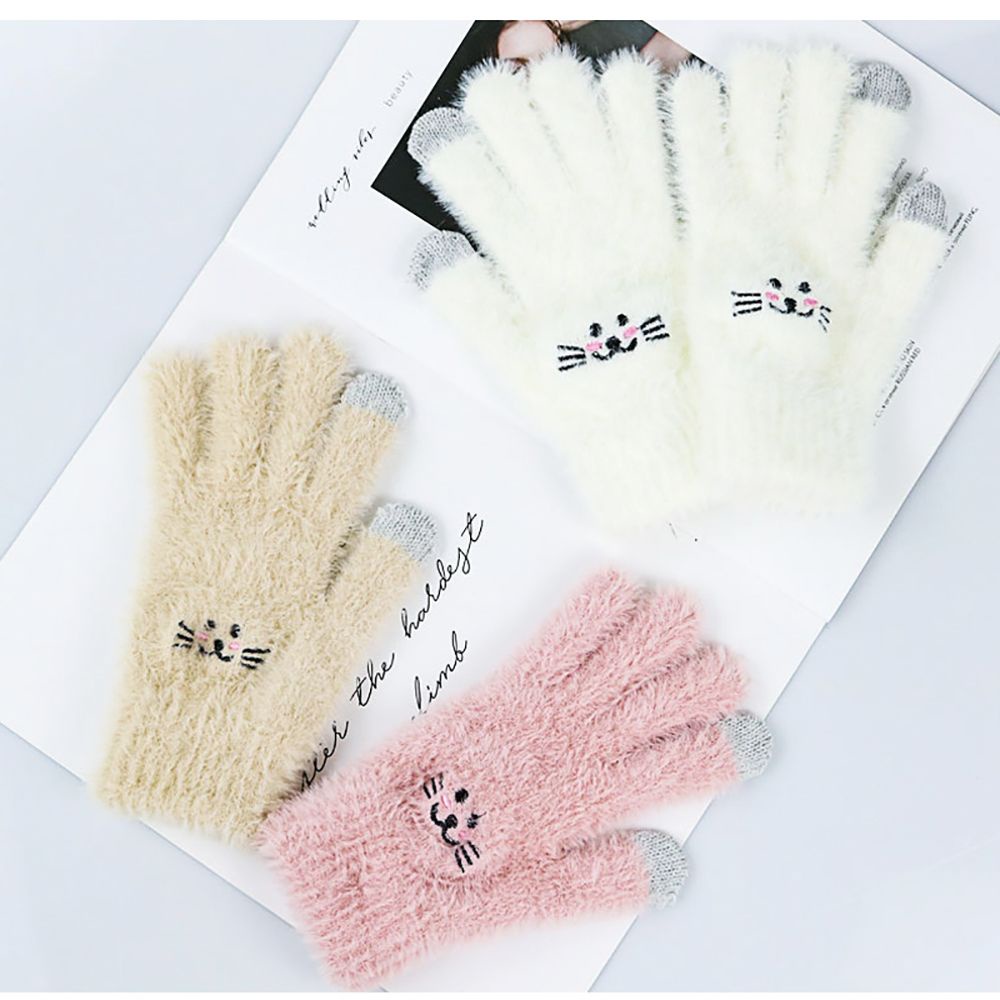 Găng tay giữ ấm họa tiết mèo dễ thương có thể dùng màn hình cảm ứng thời trang mùa đông