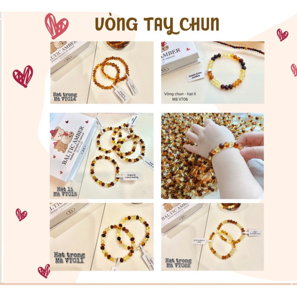 Vòng cổ hổ phách Amber nhiều màu &lt;Chính hãng&gt;