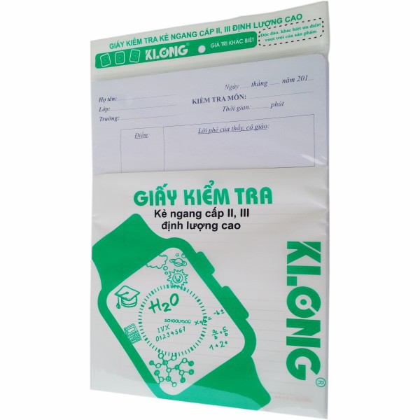 [Sổ vở đẹp] Giấy kiểm tra KLONG Cấp II 80/92 B5- 25 kép/tập; MS: 277