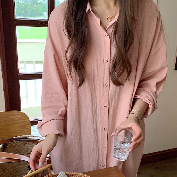 SUXI Áo Sơ Mi Dài Tay Màu Sắc Đơn Giản Thời Trang Hàn Quốc Cho Nữ