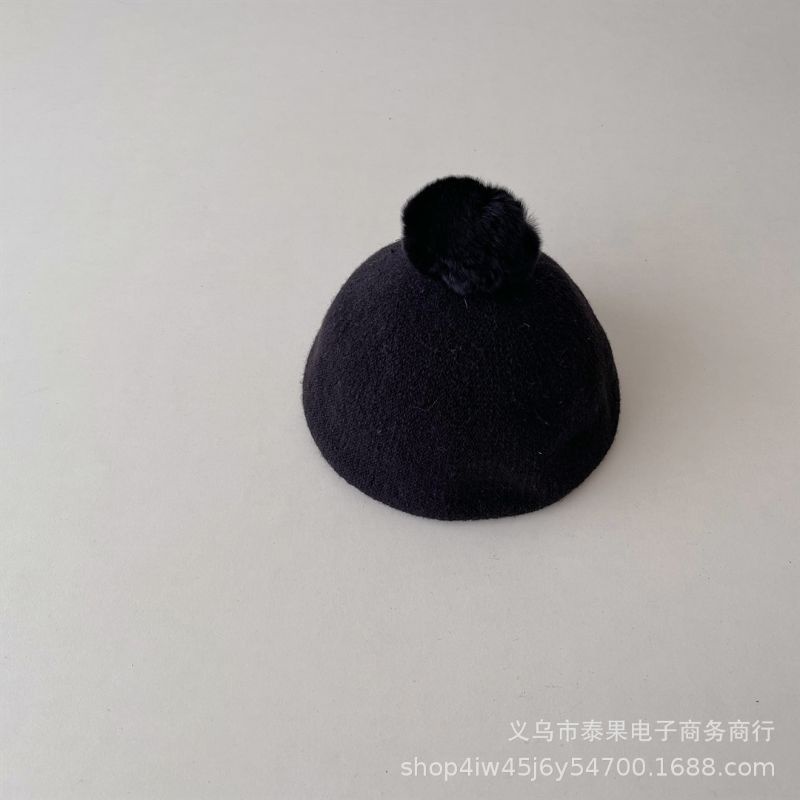 Mũ nồi len chóp lông cho bé