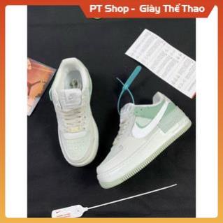Giày AF1 Trắng Xanh Shadow Full box, GiầyThể Thao Sneaker Air Force  Xanh Lá Mạ