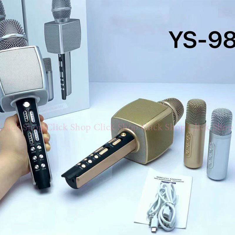 Micro Karaoke Bluetooth Không Dây, Mic Karaoke YS91 YS92 YS95 YS97 YS98 Có Loa Bass treble Chất Thu Giọng Hát Nhẹ Âm To