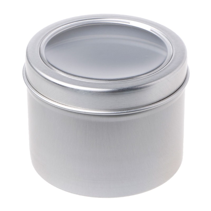 25/60ml Round Clear Window Tins Storage Spices Case Aluminum Container Box Can