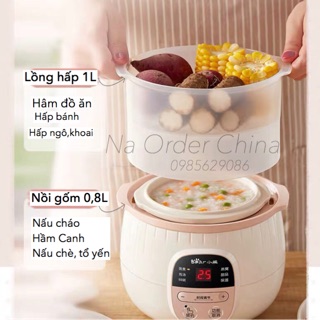 (Có lồng hấp) Nồi hầm - hấp cách thuỷ Bear 0.8L