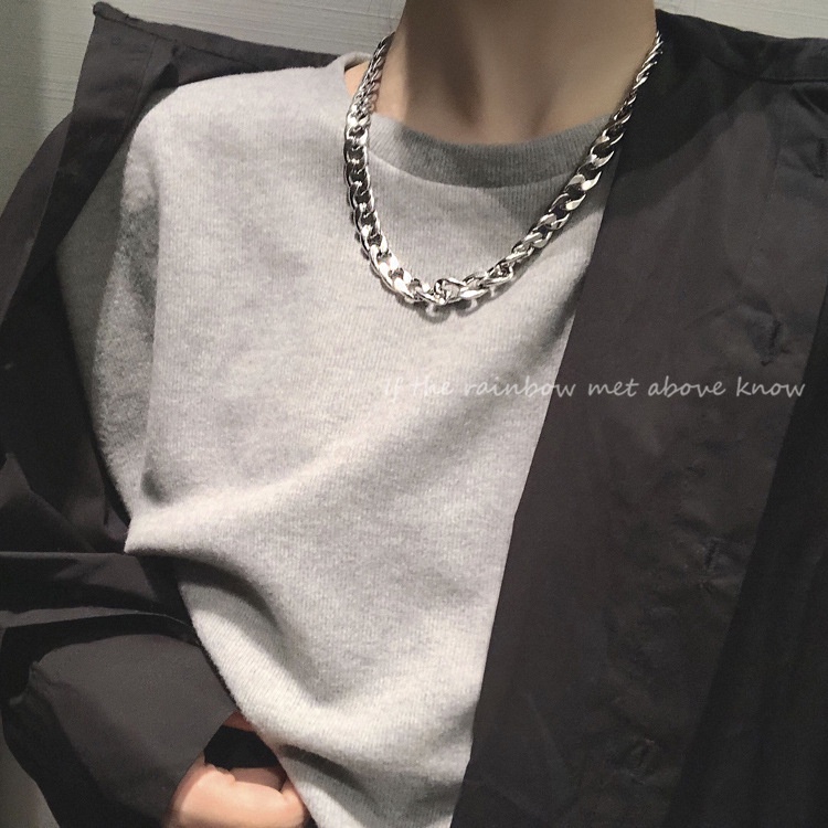 Vòng cổ dây xích bằng thép titan thiết kế đơn giản kiểu hiphop cá tính 191135