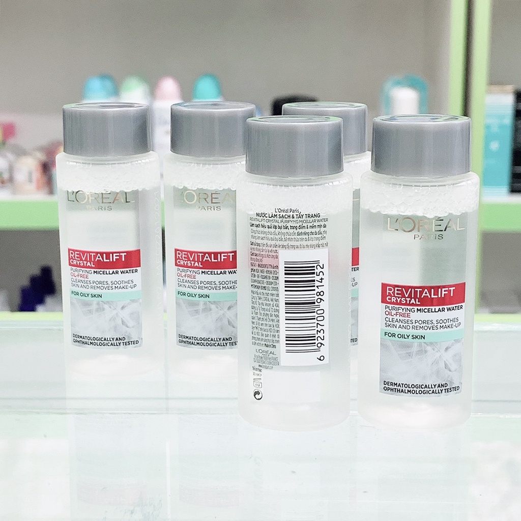 (Mini size) Nước tẩy trang Crystal Micellar Water L'Oreal Paris 30ml - dành cho Da Dầu