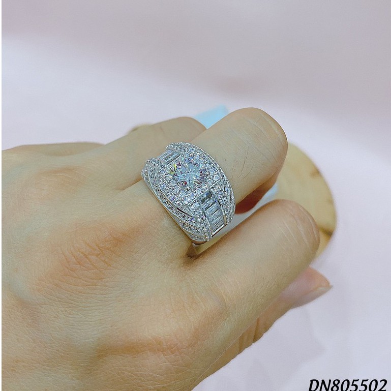 Nhẫn bạc nam ,bạc Ý xi bạch kim - Nhẫn bạc nam đính đá cao cấp NHANM00009 -Trang sức bạc DNJ