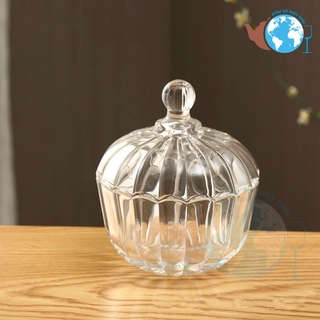 TẾT- Bộ 4 Thố mứt thủy tinh pha lê trái bí deli DSTG2030-1