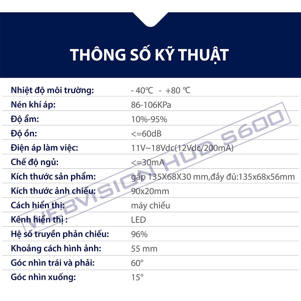 HIỂN THỊ THÔNG TIN LÊN KÍNH LÁI WEBVISION HUD S600